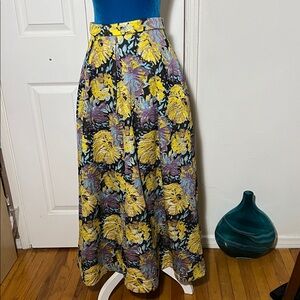 Anthropologie Eva Franco A-Line Skirt - Yellow and Purple Floral Women’s 4
